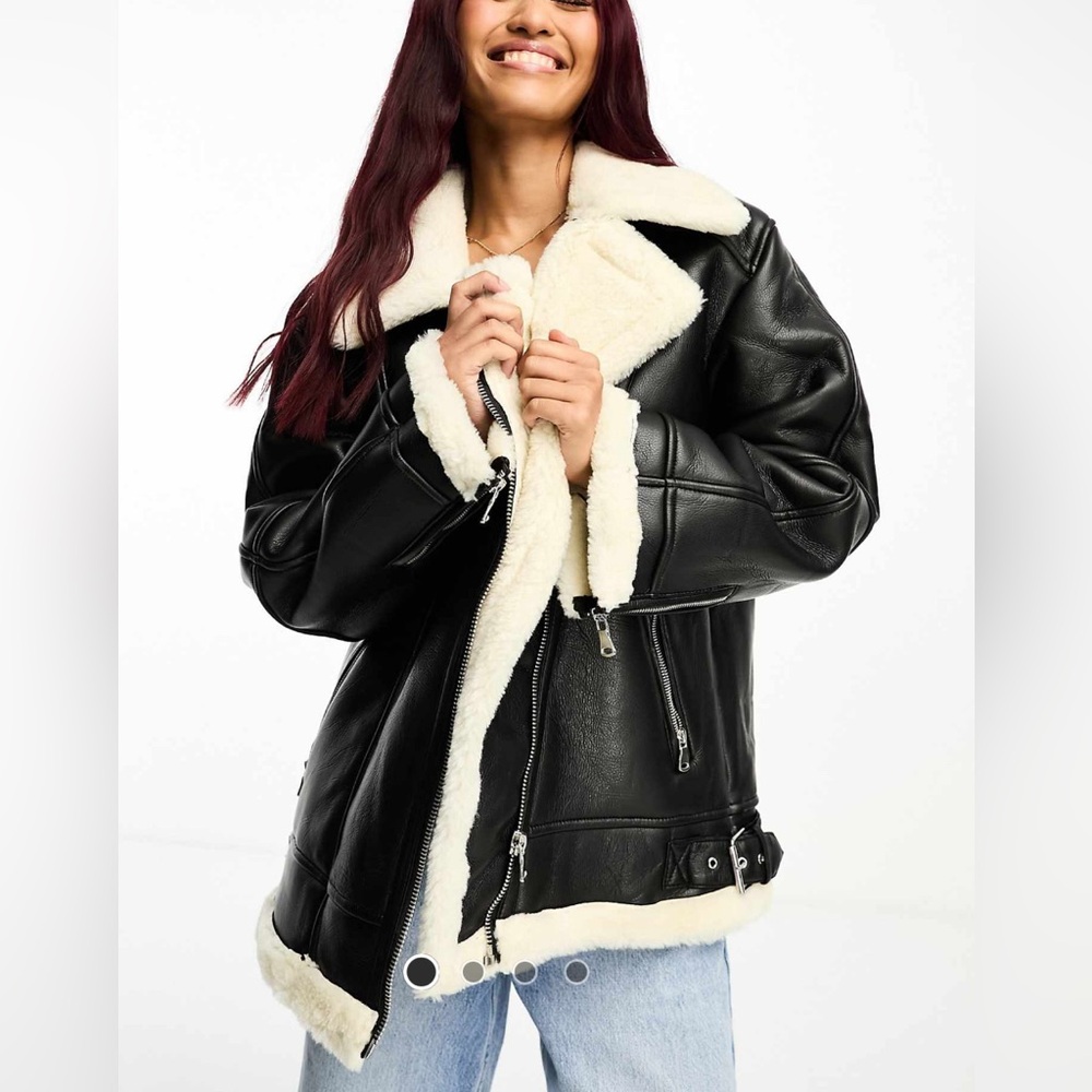 faux leather jacket in black